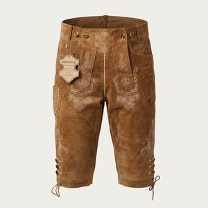 NEW w Tags Authentic German Leather Men's Lederhosen Oktoberfest Size 56/40"